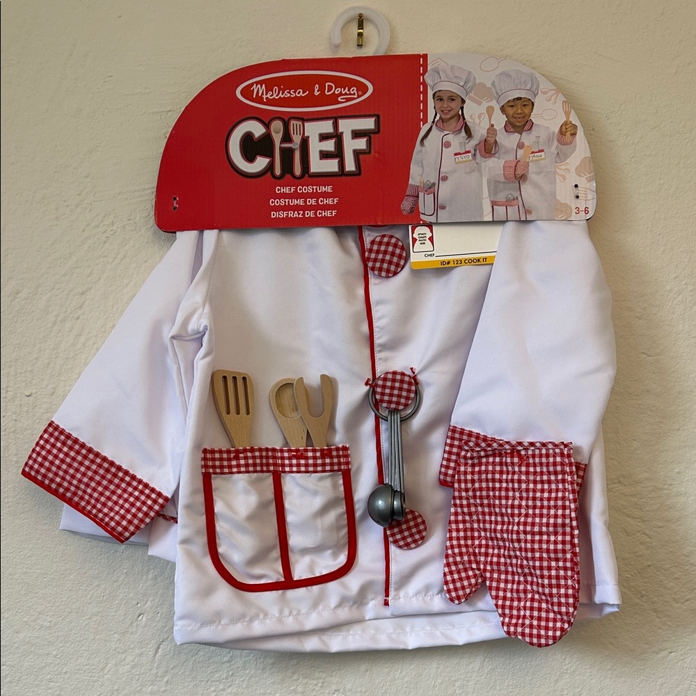 Melissa & Doug White and Red Gingham Chef Jacket Costume